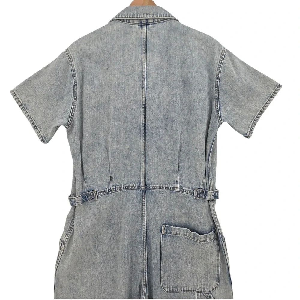 Pistola Womens L Grover Denim Jumpsuit Boiler Suit in Light Wash